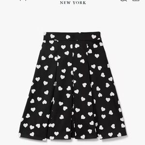 -kate spade ♠️- Scattered Mini Hearts Black and White Midi Skirt, Size 12, NWT